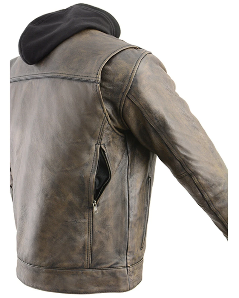 Milwaukee Leather Men's Distressed Utility Pocket Ventilated Concealed Carry Motorcycle Jacket