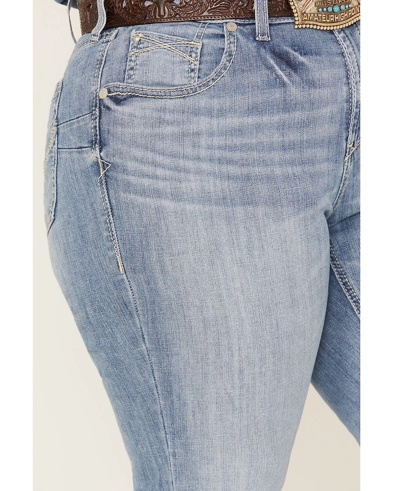 Ariat Women's Light Wash Mid Rise Regina Flare Jeans - Plus