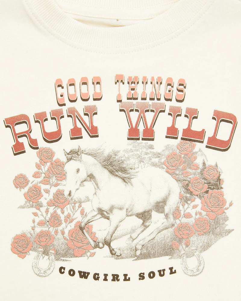 Shyanne Toddler Girls' Good Times Run Wild Short Sleeve Fringe Graphic Tee