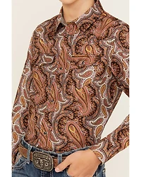 Cody James Boys' Dennis Paisley Print Long Sleeve Snap Western Shirt