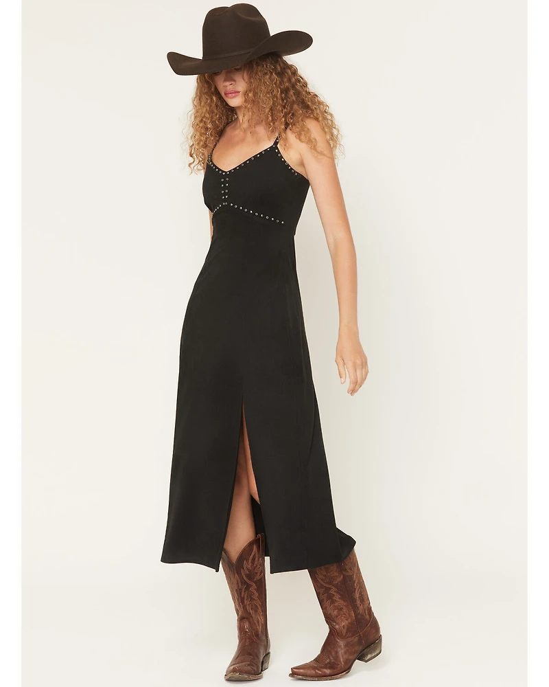 Idyllwind Women's Gina Studded Faux Suede Sleeveless Midi Dress