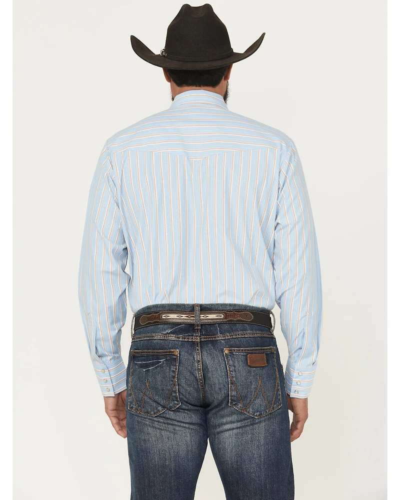 Ely Walker Men's Striped Print Long Sleeve Snap Western Shirt
