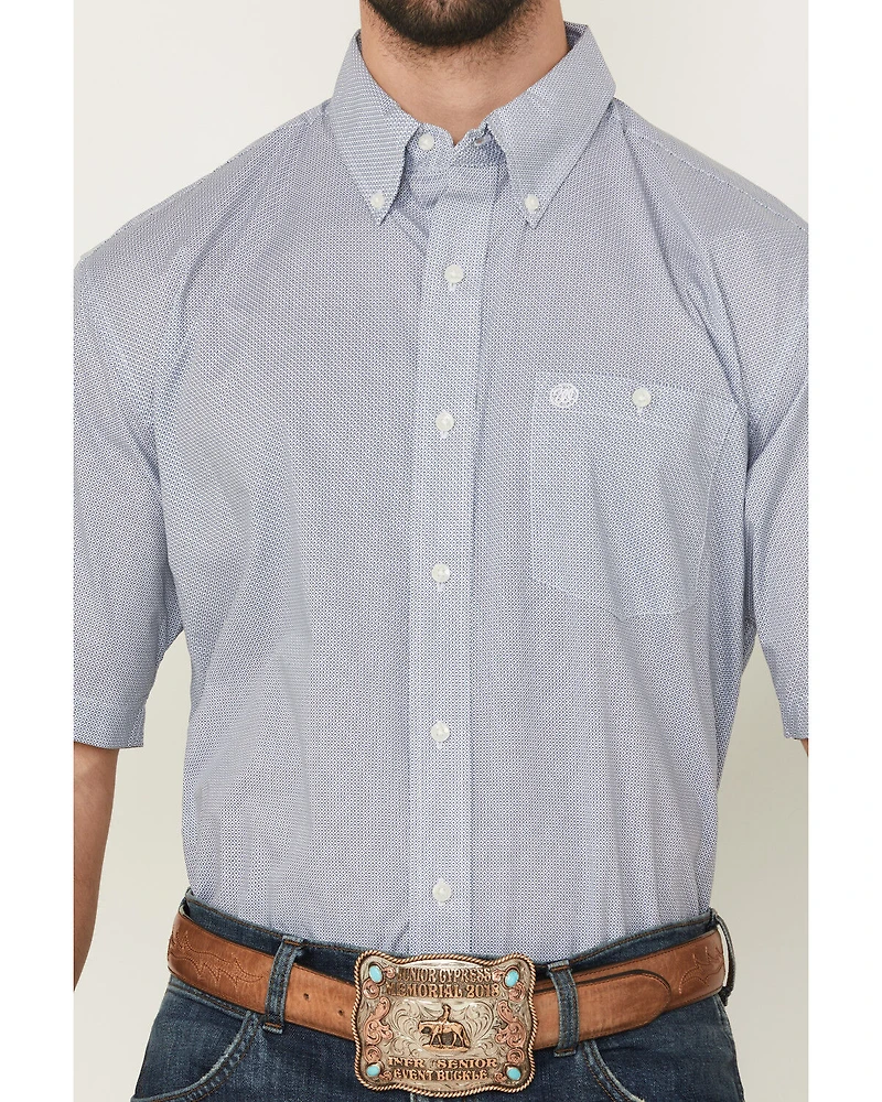 Wrangler Men's Geo Print Short Sleeve Button-Down Stretch Western Shirt