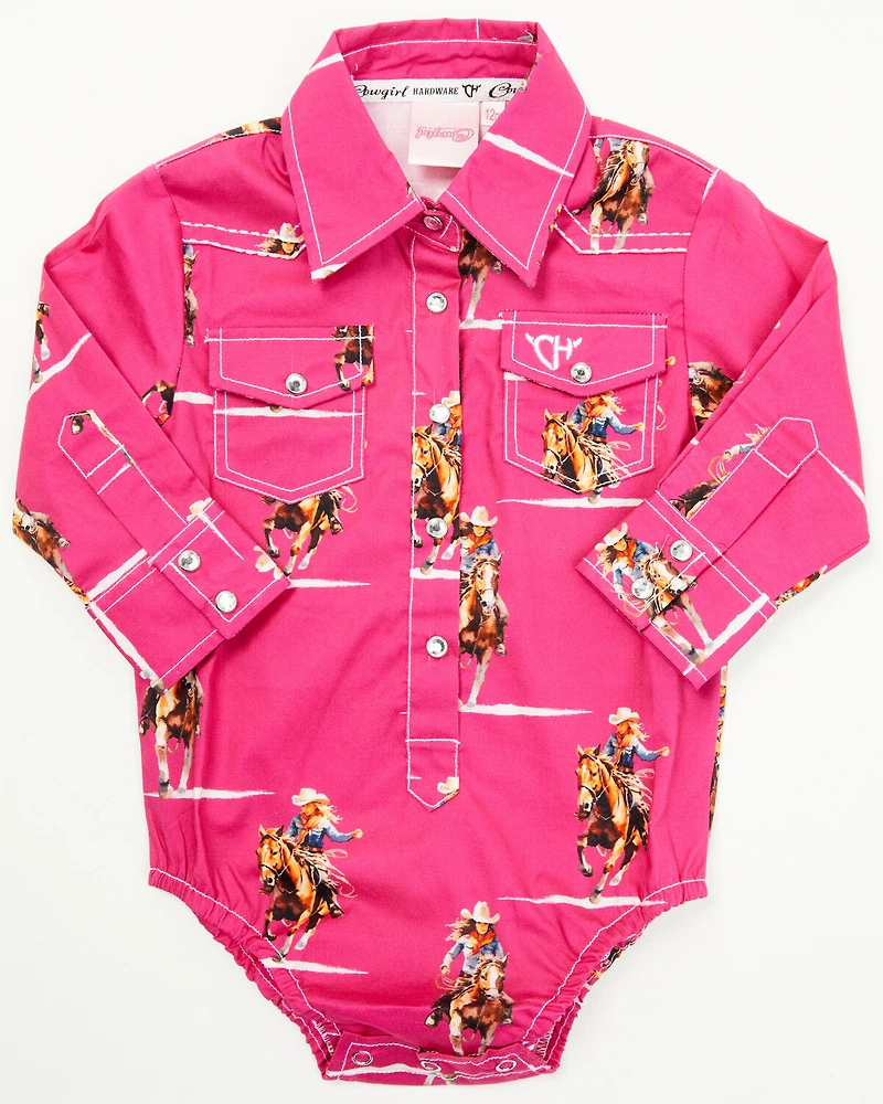 Cowgirl Hardware Infant Girls' Print Long Sleeve Snap Onesie