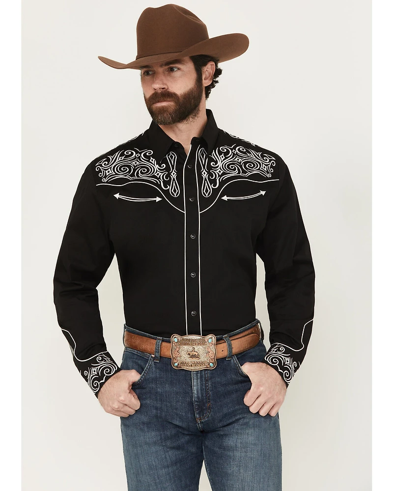 Rodeo Clothing Men's Embroidered Long Sleeve Snap Western Shirt