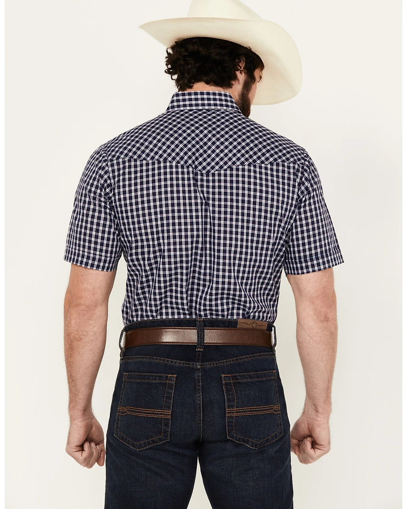 Ely Walker Men's Plaid Print Short Sleeve Snap Western Shirt