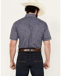 Ely Walker Men's Plaid Print Short Sleeve Snap Western Shirt
