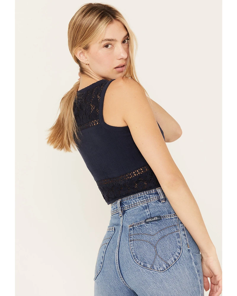 Cleo + Wolf Women's Cropped Crochet Tank
