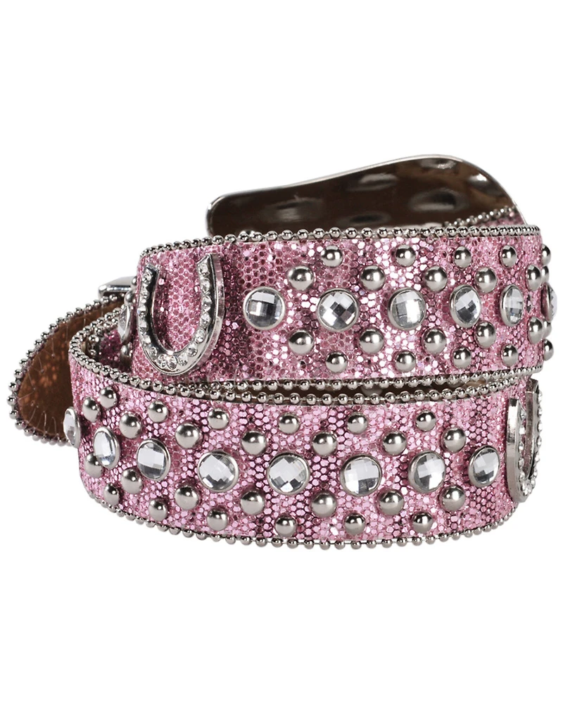 Nocona Belt Co. Kid's Pink Glitter Horseshoe