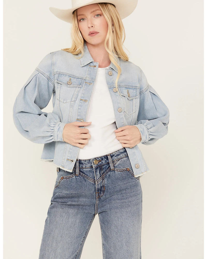 Shyanne Women's Denim Button-Down Fray Shacket