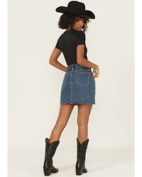 Rock & Roll Denim Women's Medium Wash Embellished Mini Skirt