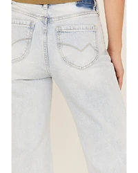 Cleo + Wolf Women's Light Wash High Rise Distressed Knee Flare Jeans