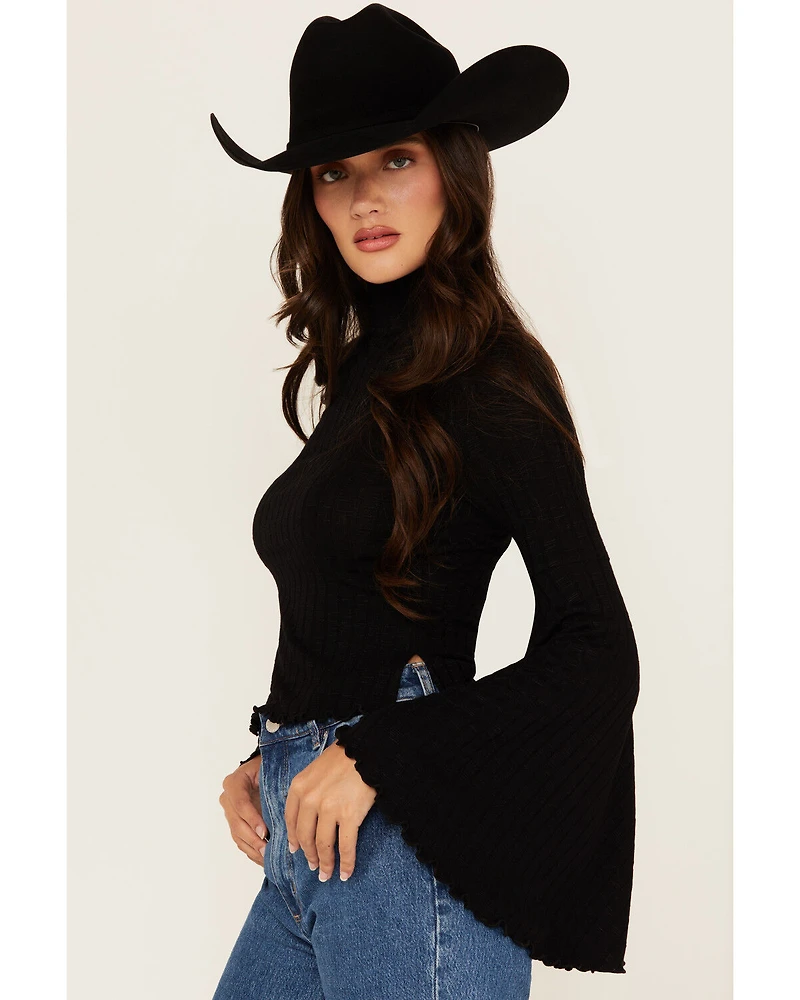 Shyanne Women's Mock Neck Long Bell Sleeve Top