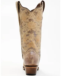 Circle G Women's Brown Floral Embroidery Western Boots - Snip Toe
