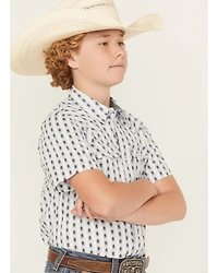 Cody James Boys' Outlaw Pass Striped Print Short Sleeve Snap Western Shirt