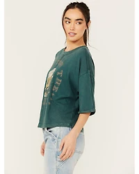 Cleo + Wolf Women's Aria Short Sleeve Boxy Cropped Graphic Tee