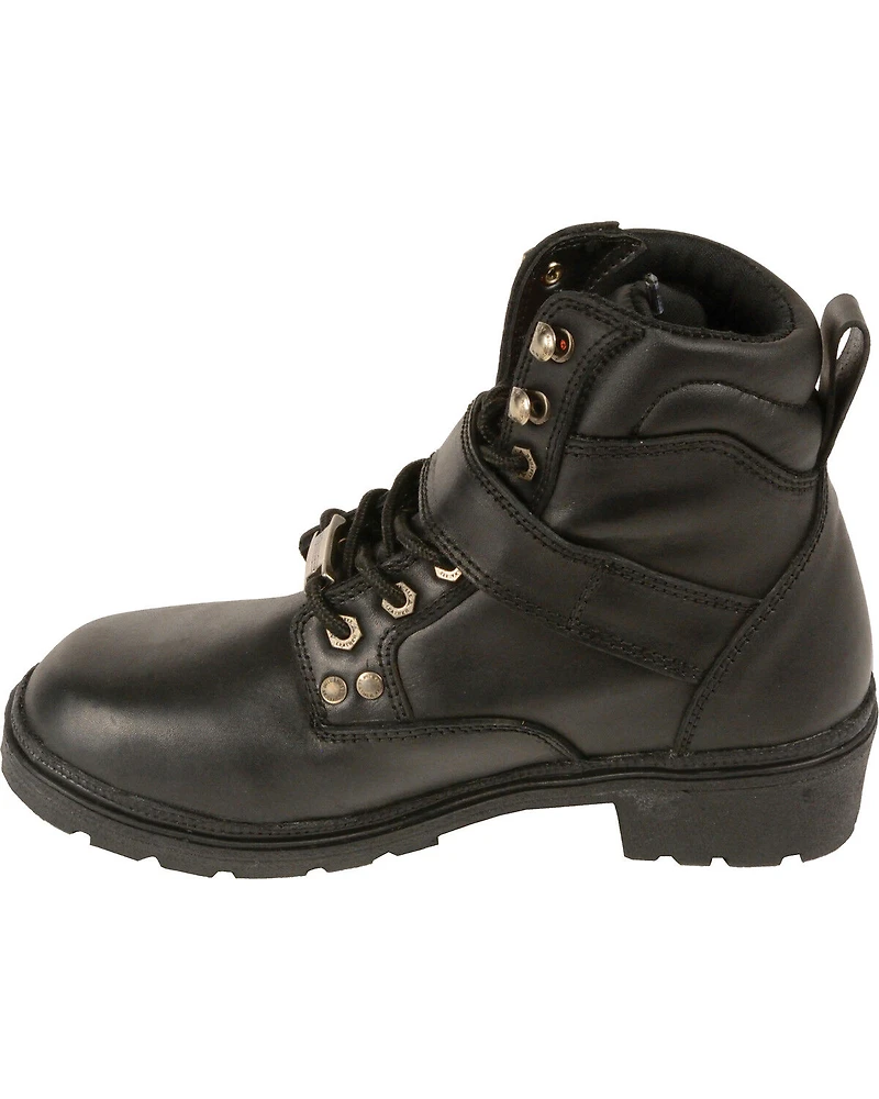 Milwaukee Leather Women's Side Buckle Plain Toe Boots - Round