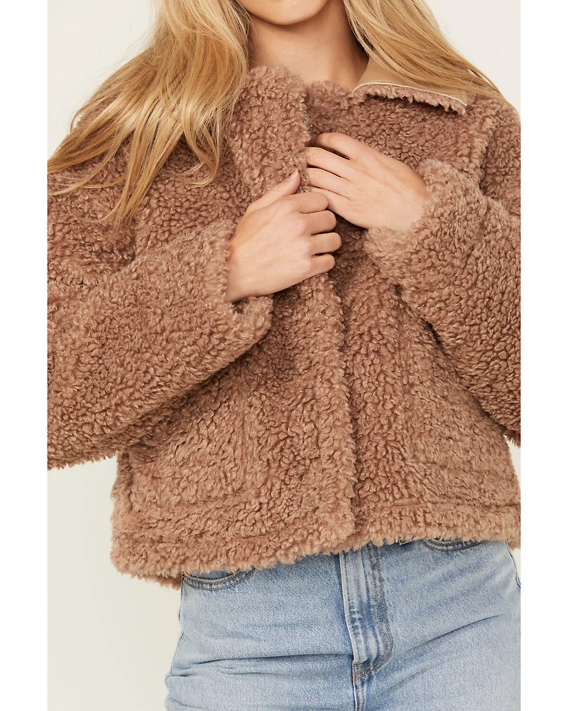 Cleo + Wolf Women's Reversible Sherpa Trimmed Moto Jacket