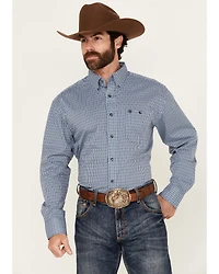 Wrangler Men's Striped Geo Print Long Sleeve Button-Down Western Shirt