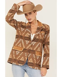Miss Me Women's Southwestern Print Button-Down Blazer