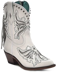 Corral Women's Fringe Inlay Ankle Western Boots - Snip Toe