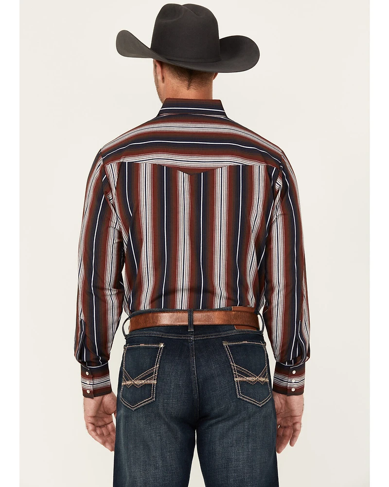 Ely Walker Men's Striped Long Sleeve Pearl Snap Western Shirt