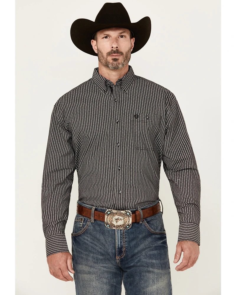 George Strait by Wrangler Geo Print Long Sleeve Button-Down Stretch Western Shirt
