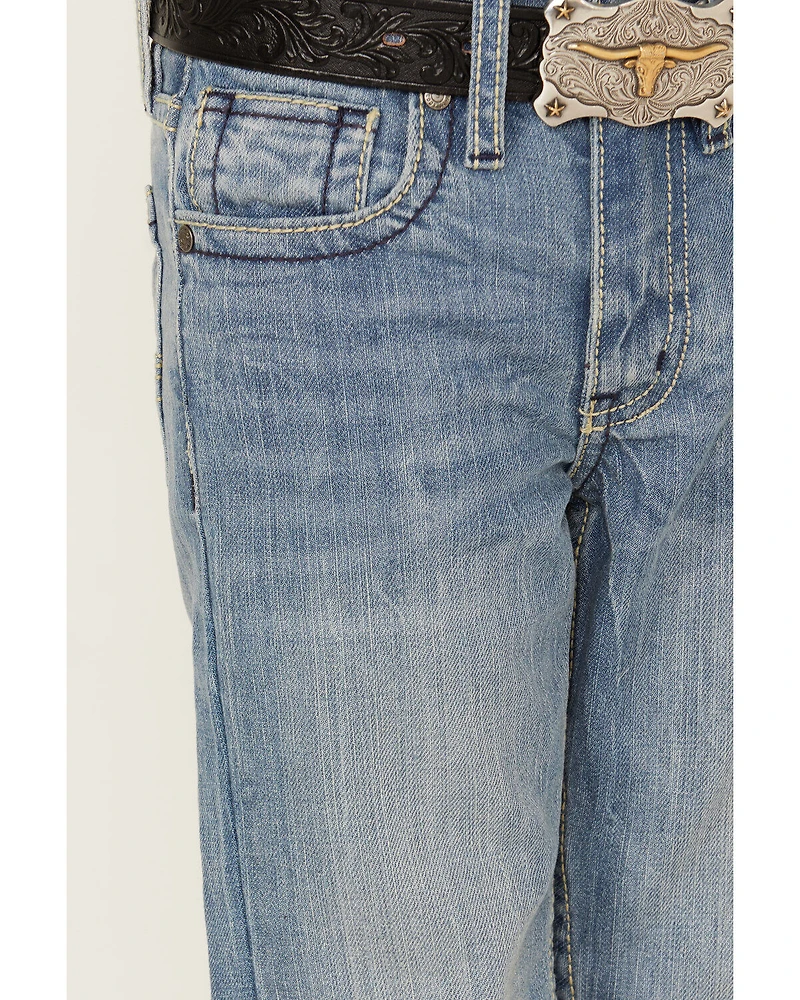 Cody James Little Boys' Cloverleaf Light Wash Slim Stretch Bootcut Jeans