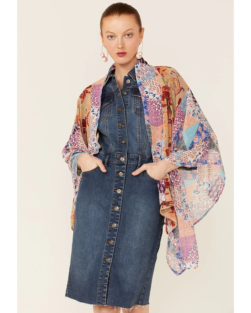 LaBiz Women's Floral Short Kimono