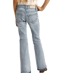 Rock & Roll Denim Girls' Light Wash Split Hem Basic Trouser