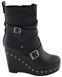 Milwaukee Leather Women's Triple Strap Wedge Boots - Round Toe