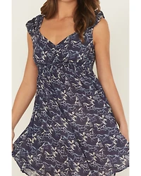 Rock & Roll Denim Women's Running Horses Sleeveless Mini Dress