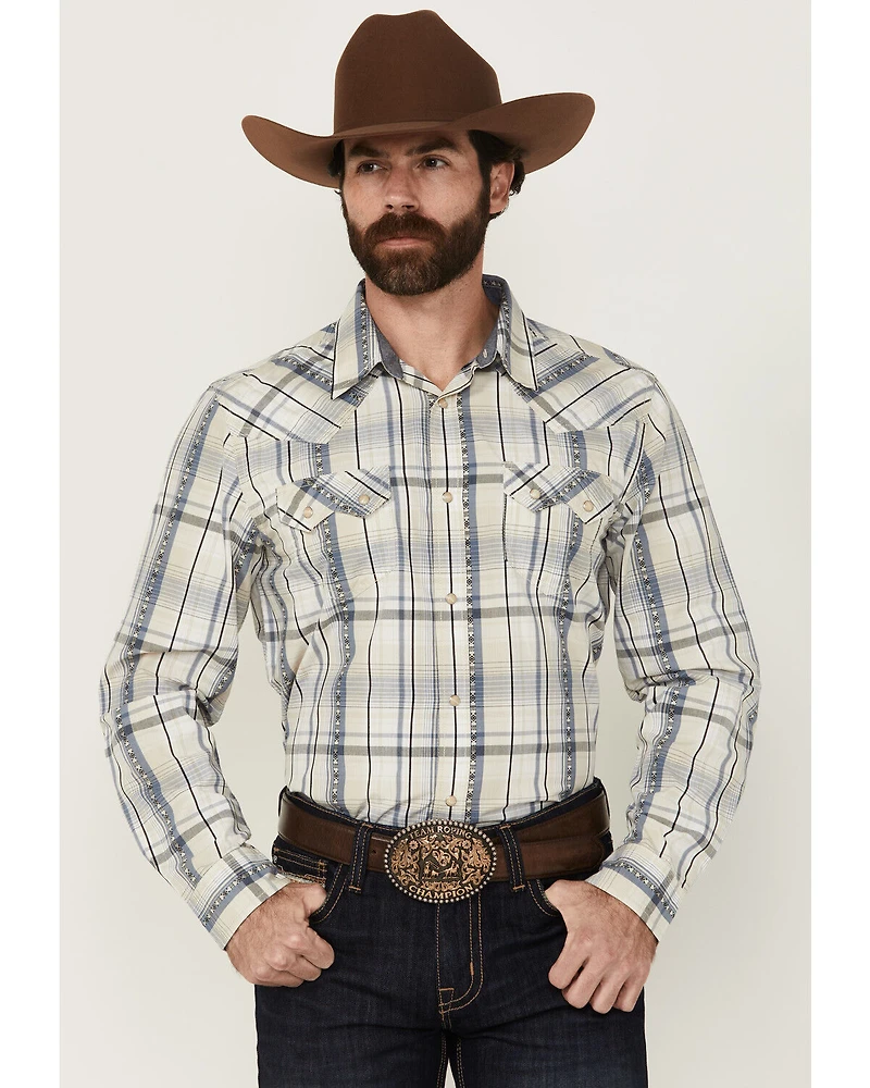 Cody James Men's Western Wind Plaid Print Long Sleeve Snap Shirt