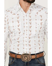 Ely Walker Men's Floral Striped Long Sleeve Pearl Snap Western Shirt
