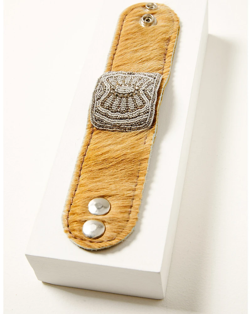 Erin Knight Designs Women's Cowhide And Leather Cuff Bracelet