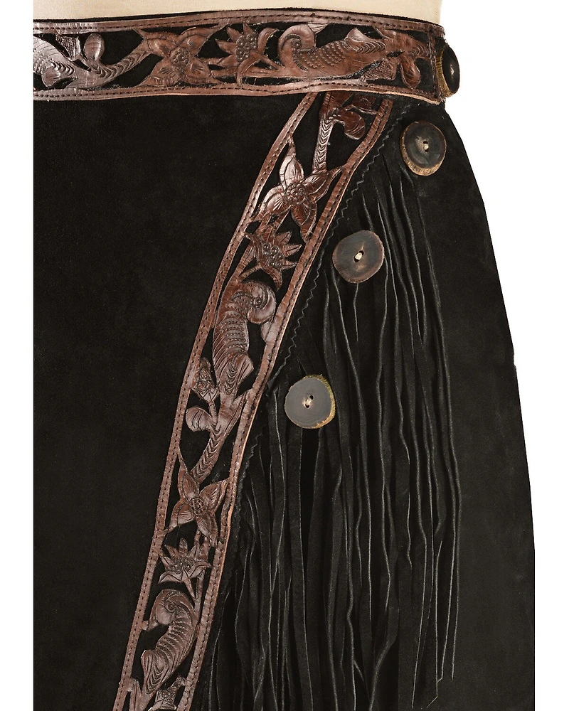 Kobler Leather Women's Tooled & Fringe Sedona Suede Skirt