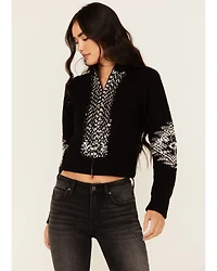 Idyllwind Women's Dallas Sequins Cropped Zip Front Sweater