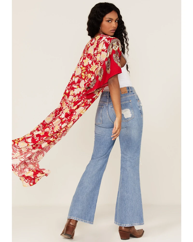 Band of the Free Women's From Paris With Love Floral Print Kimono