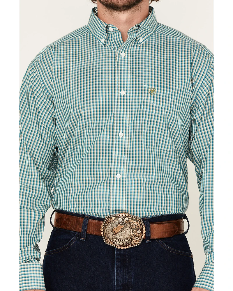 Ariat Men's Wrinkle Free Gus Plaid Print Long Sleeve Button-Down Western Shirt