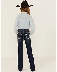 Shyanne Girls' Southwestern Floral Border Pocket Stretch Bootcut Jeans