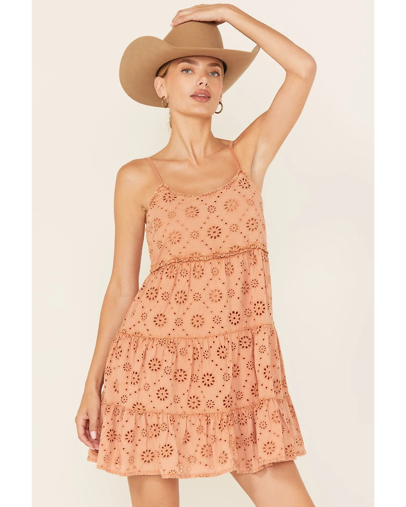 Rock & Roll Denim Women's Eyelet Sleeveless Mini Dress
