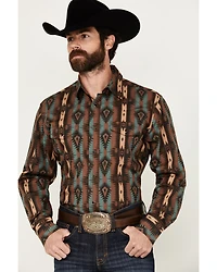 Wrangler Men's Southwestern Print Long Sleeve Snap Western Shirt