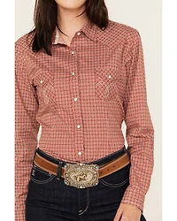 Rough Stock by Panhandle Women's Geo Print Long Sleeve Pearl Snap Stretch Western Shirt