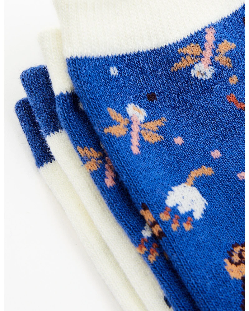 RANK 45® Girls' Floating Flowers & Horses Crew Socks - 2-Pack