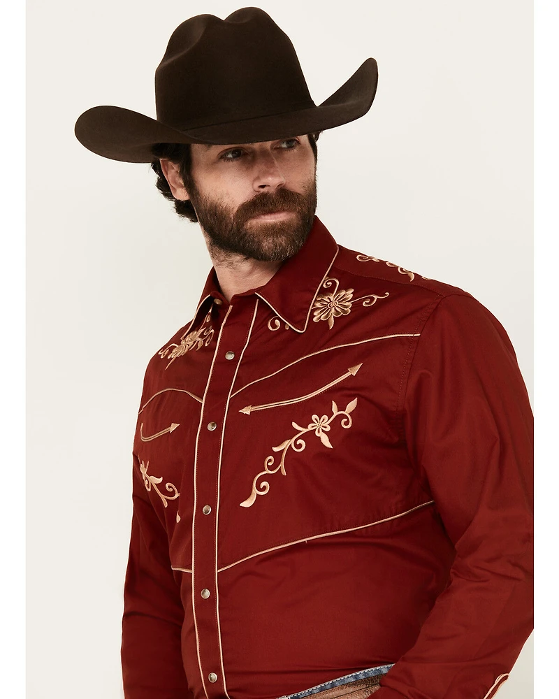 Wrangler Men's Rodeo Ben Embroidered Long Sleeve Snap Western Shirt