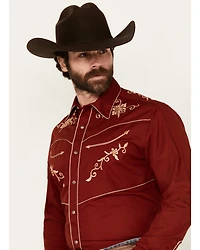 Wrangler Men's Rodeo Ben Embroidered Long Sleeve Snap Western Shirt