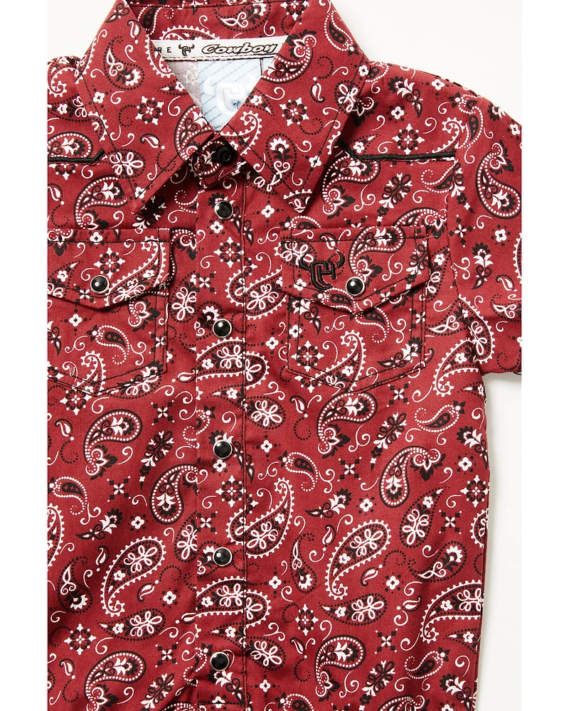 Cowboy Hardware Infant Boys' Bandana Paisley Print Short Sleeve Snap Onesie