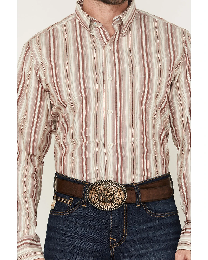 Wrangler X Cody Johnson Men's Striped Long Sleeve Button-Down Western Shirt