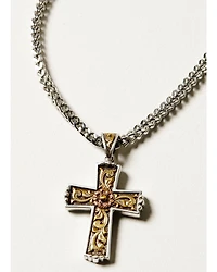 M & F Western Men's Twister Antique Cross Necklace