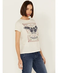 Shyanne Women's Be Free Studded Short Sleeve Boyfriend Graphic Tee